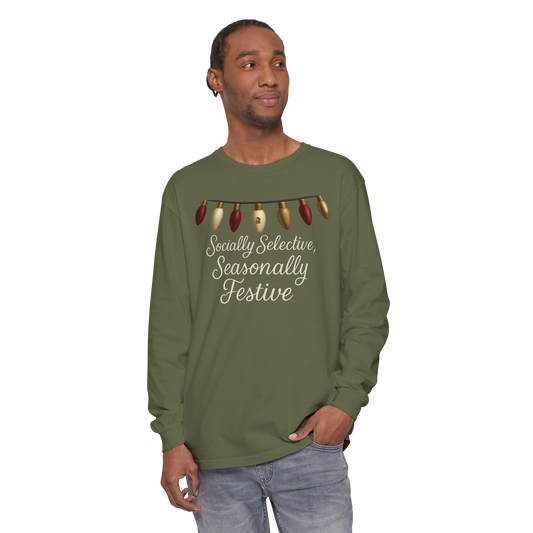 Socially Selective, Seasonally Festive - Long Sleeve Tee